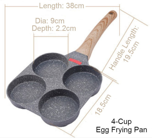 BowLift | Non-stick Egg Frying Pan, with Thermo-Triangle Indicator, Wood Handle, for Pancake, Omelette, Egg Burger & More, for Gas Stove & Induction Cooker