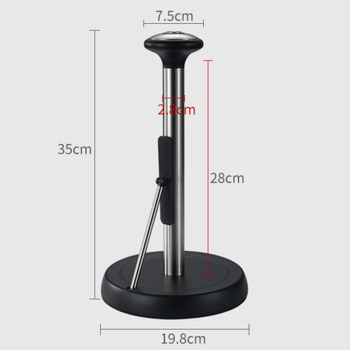 BowLift | Paper Towel Holder, with Simple Tear Design, Adjustable Rod, Spring-Activated Arm & Non-slip Base, for Kitchen & Bathroom
