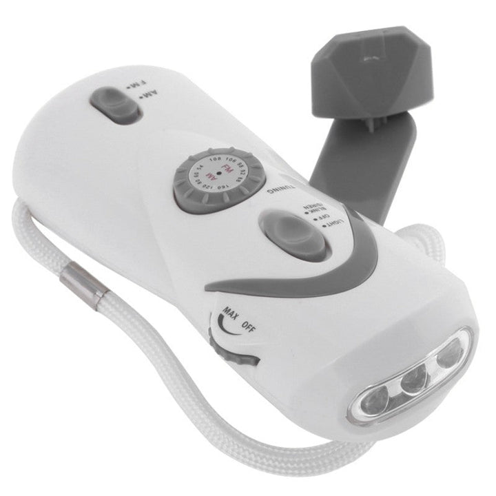 BowLift | Portable Hand Crank Self-Powered Flashlight & Radio, with Flash Alarm, LED Lighting & Power Bank Function, for Camping, Adventure and More