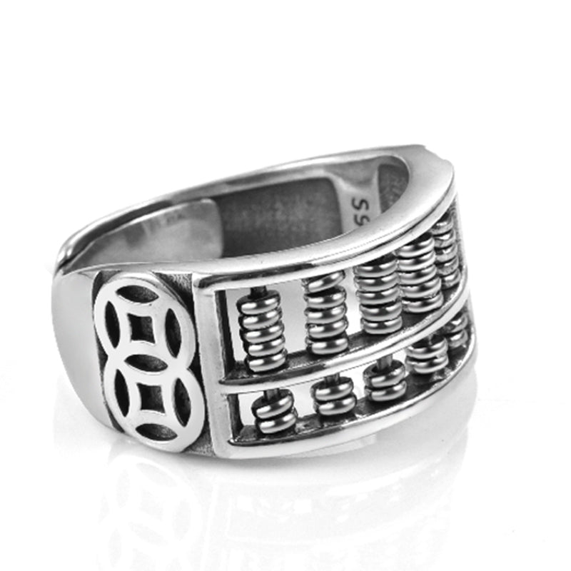 BowLift | Vintage Silver Abacus Adjustable Ring, for Good Luck & Wealth