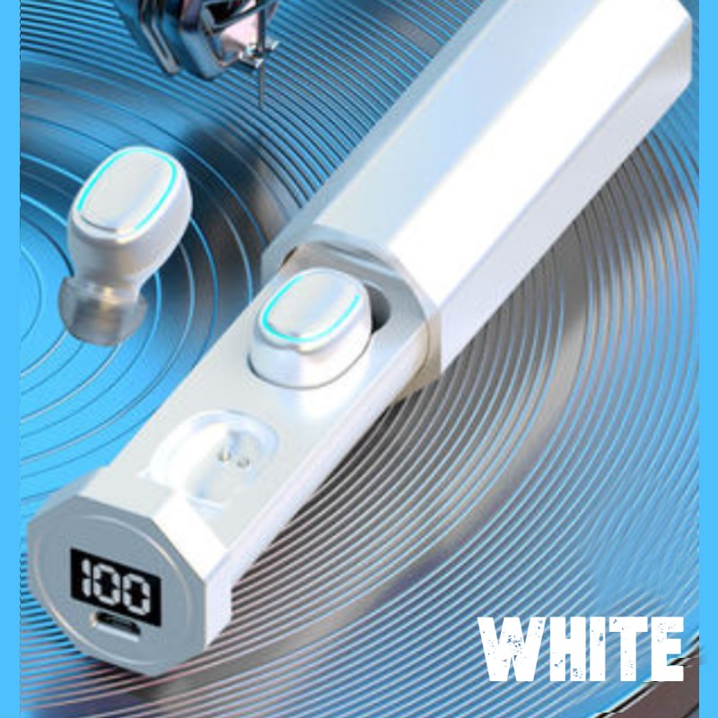 BowLift | Wireless Earphone with Bluetooth 5.0, IPX7 Waterproof, Touch Control, Pull-out Charging Case & LED Battery Display, for Sports, Home & Office