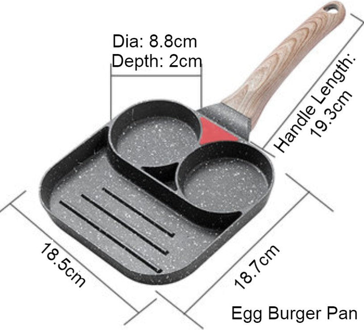BowLift | Non-stick Egg Frying Pan, with Thermo-Triangle Indicator, Wood Handle, for Pancake, Omelette, Egg Burger & More, for Gas Stove & Induction Cooker