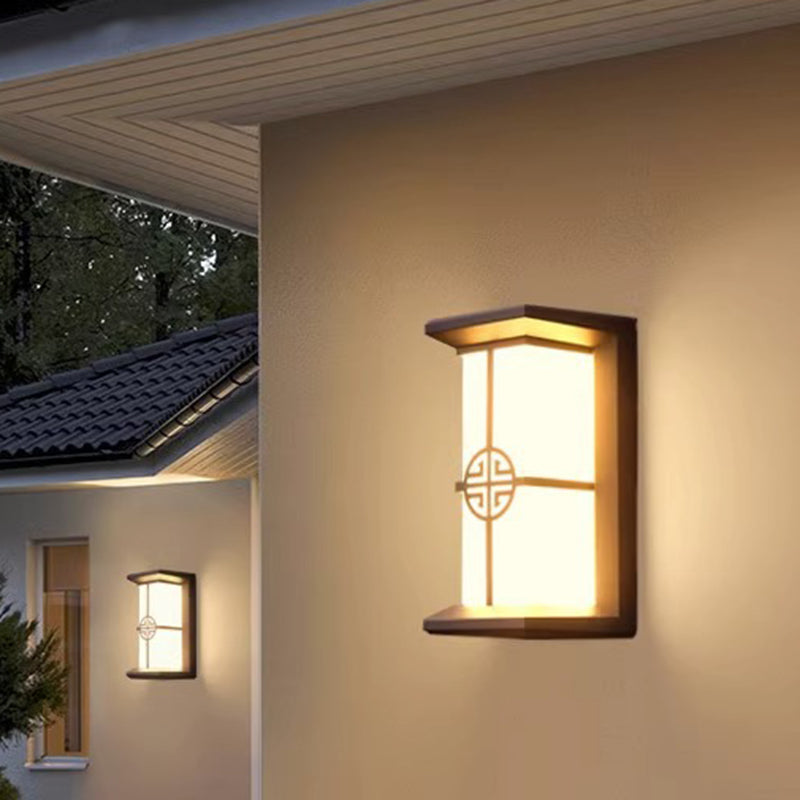 Modern Industrial Cuboid Aluminum Acrylic LED Waterproof Outdoor Wall Sconce Lamp For Outdoor Patio | Bowlift