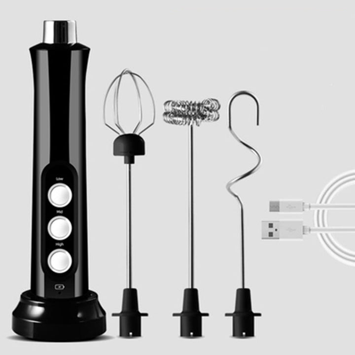 BowLift | Rechargeable Handheld Milk Frother, with 3 Speed & 3 Interchangeable Heads for Latte, Bulletproof Coffee, Protein Shake & More