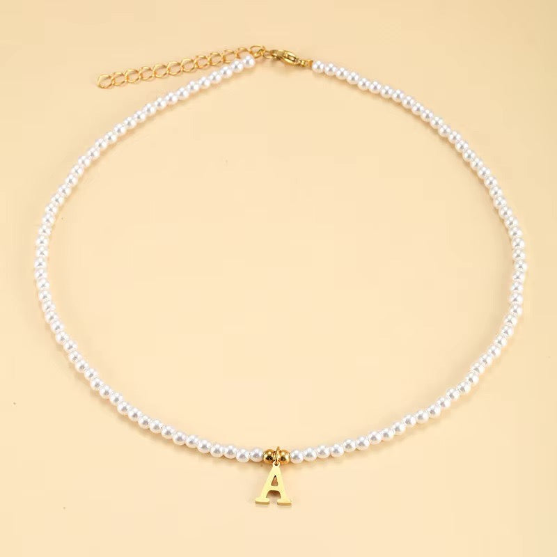 BowLift | Elegant Gold Accented Pearl Letter Initial Necklace