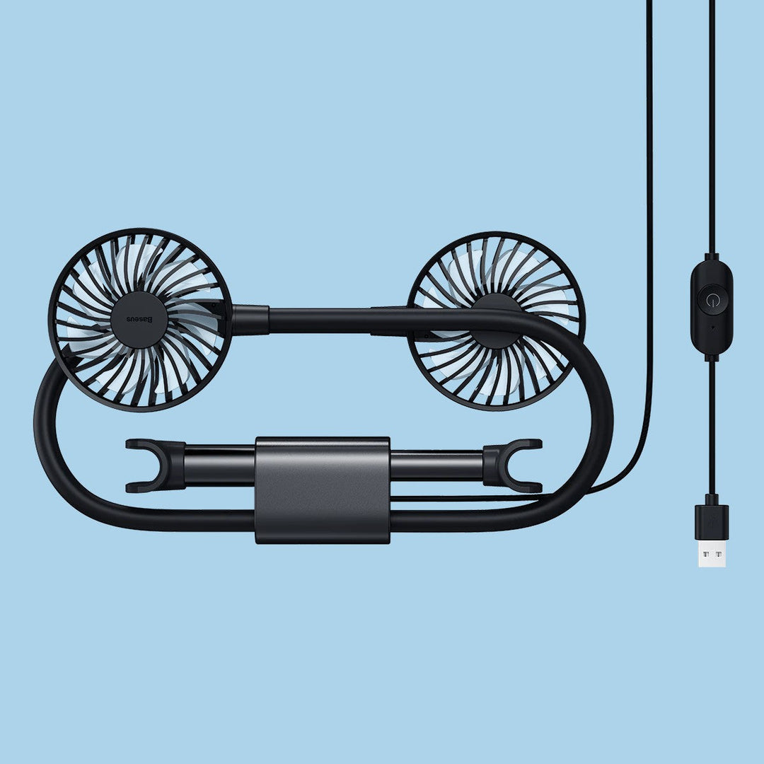 BowLift | Car Headrest Cooling Fan, with 2-Speed, 360¬∞ Rotatable Design & 1.5m USB Cable, for Front & Back Seats