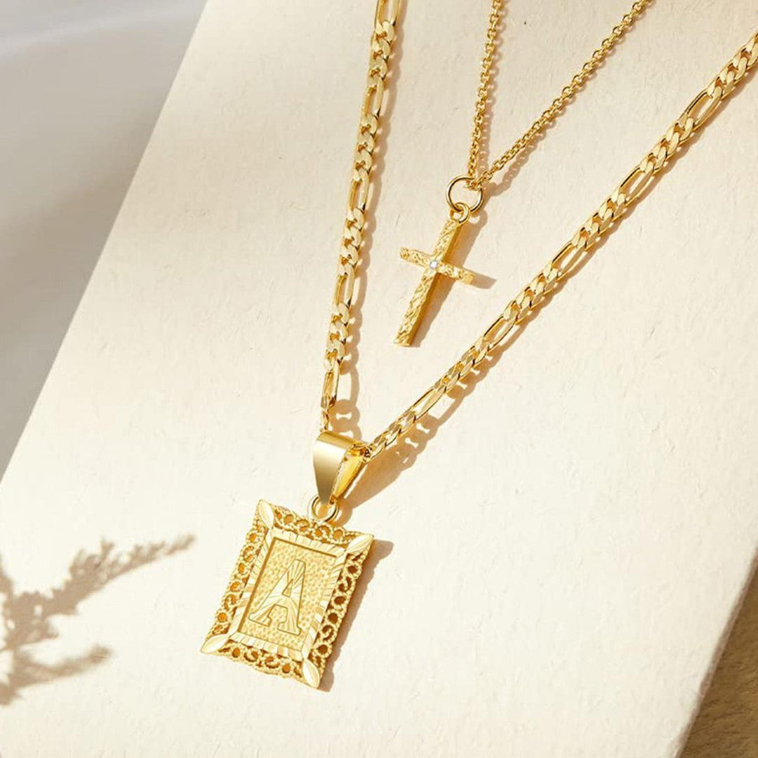 BowLift | 14k Initial Necklace + FREE Cross Necklace