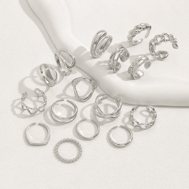 BowLift | 16pc Adjustable Geometric Ring Set
