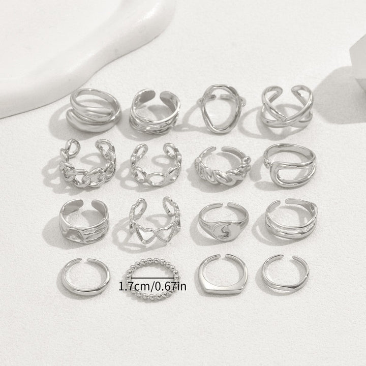 BowLift | 16pc Adjustable Geometric Ring Set