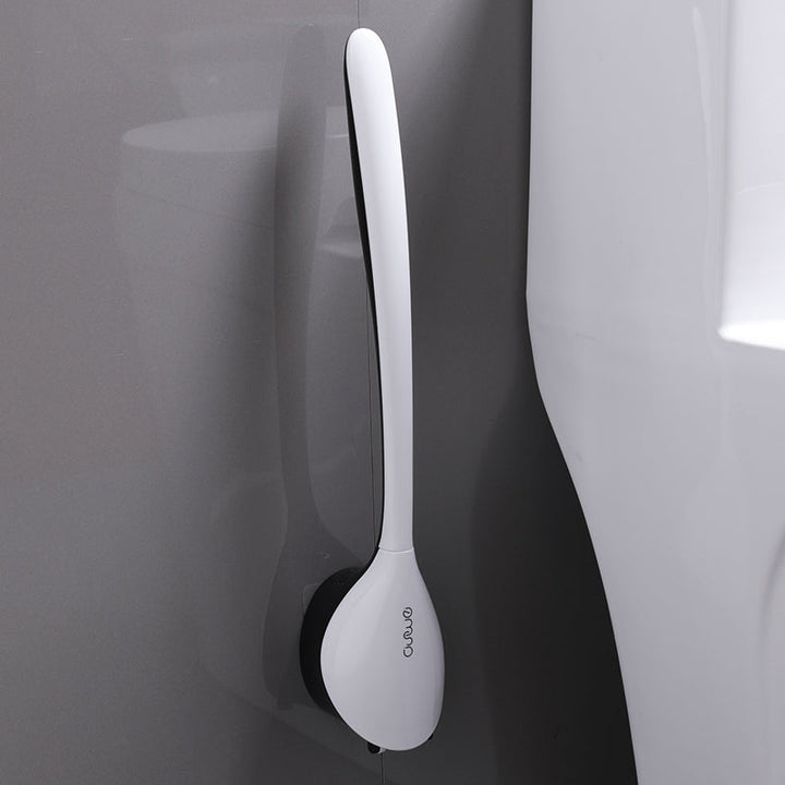 BowLift | Wall Mounted Toilet Brush Set, with Holder, Soft Bristles & No-punch Installation