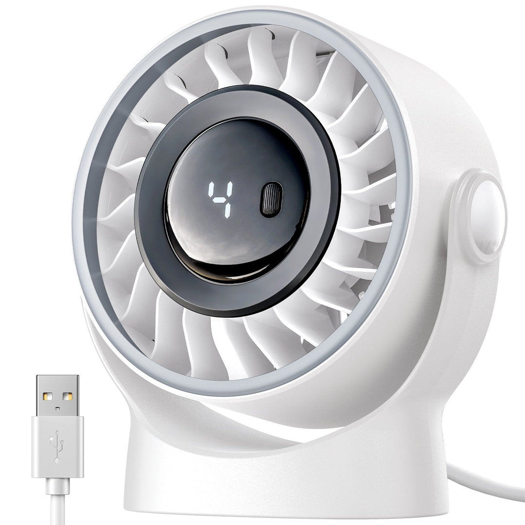 4-Speed USB Rechargeable Desktop Fan with Smart LED Display | Bowlift