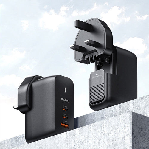BowLift | 65W Phone Charger with 2 USB-C & 1 USB-A Ports, for Phone & Laptop