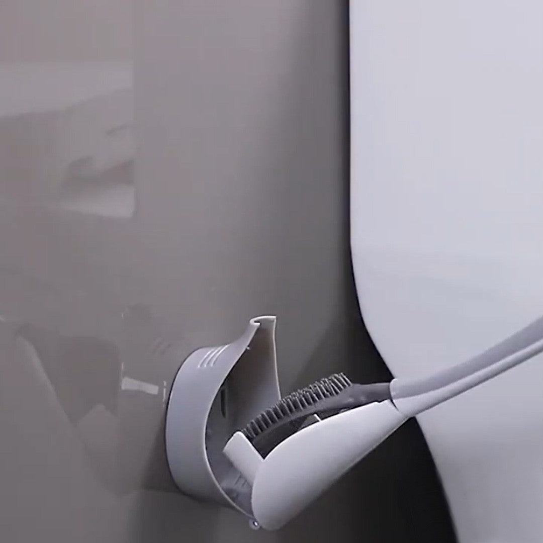 BowLift | Wall Mounted Toilet Brush Set, with Holder, Soft Bristles & No-punch Installation
