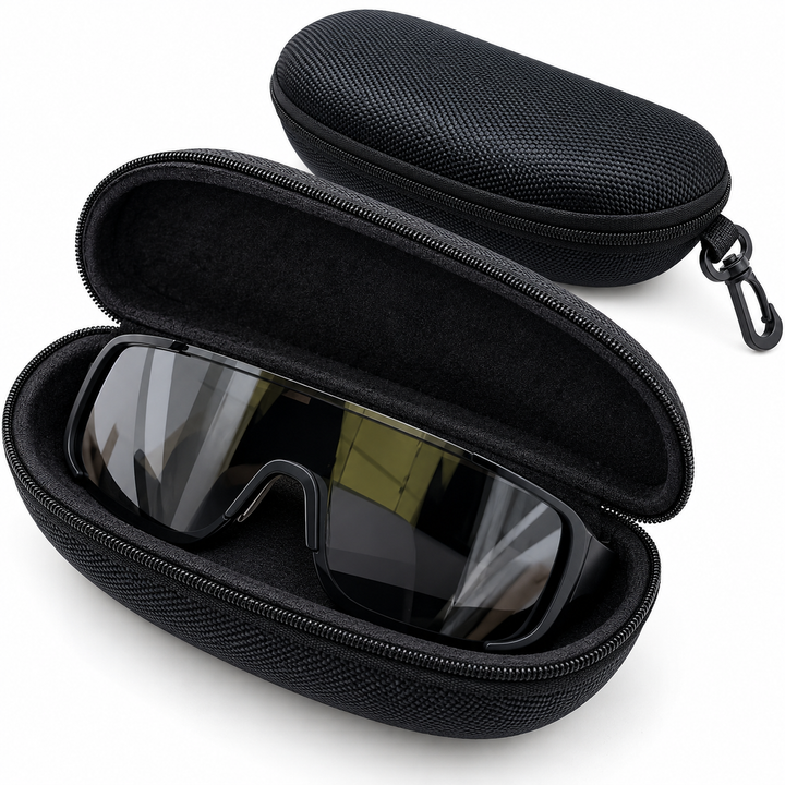 Hardshell Zippered Sunglasses and Eyeglass Protective Case with Carabiner Bowlift