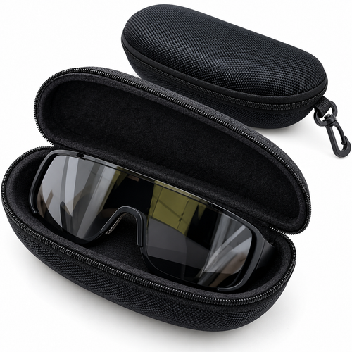 Hardshell Zippered Sunglasses and Eyeglass Protective Case with Carabiner Bowlift