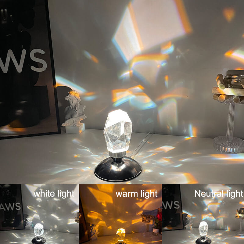 BowLift | LuxorLite Diamond Crystal LED Table Lamp | Luxurious Mood Light | 3 or 16 Color Change | Wireless Night Light