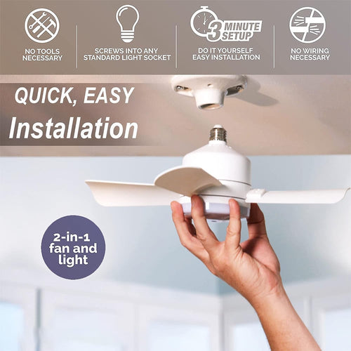 2-in-1 LED Ceiling Fan Light with Remote Control, E27/B22 Base | Bowlift