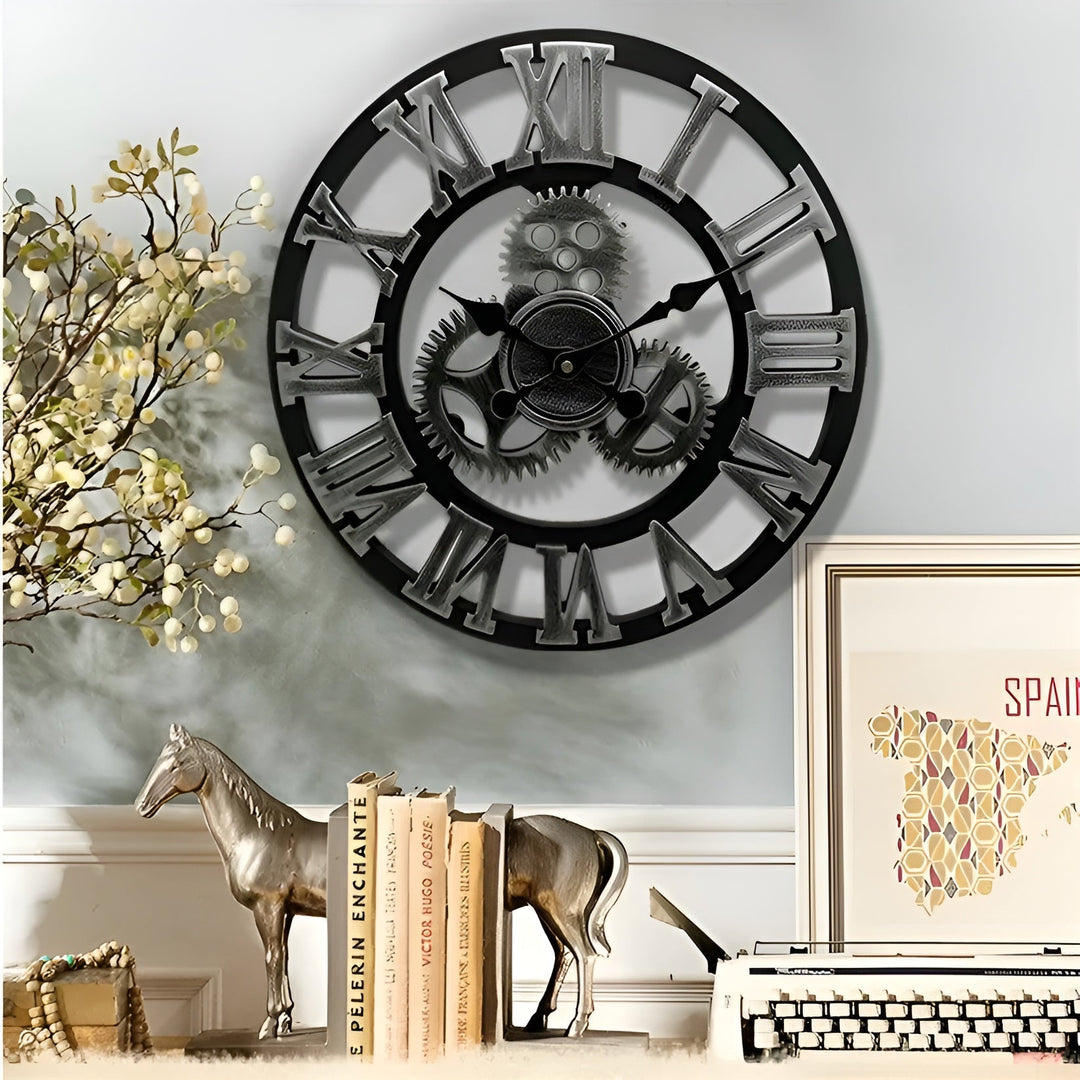 Wall clock in gear design – Industrial look for stylish wall decor | Bowlift