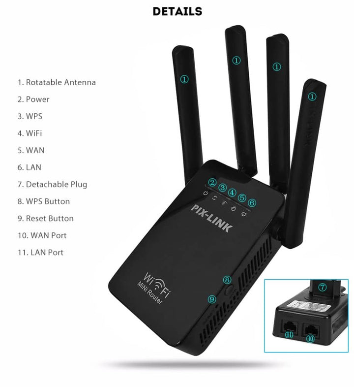 Wi-Fi Range Extender (Repeater / Extender) 300Mbps - 2.4 GHz | Bowlift