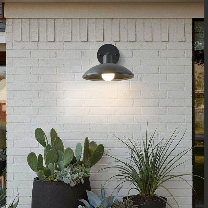 Modern Minimalist Waterproof Round Iron 1-Light Wall Sconce Lamp For Outdoor Patio | Bowlift