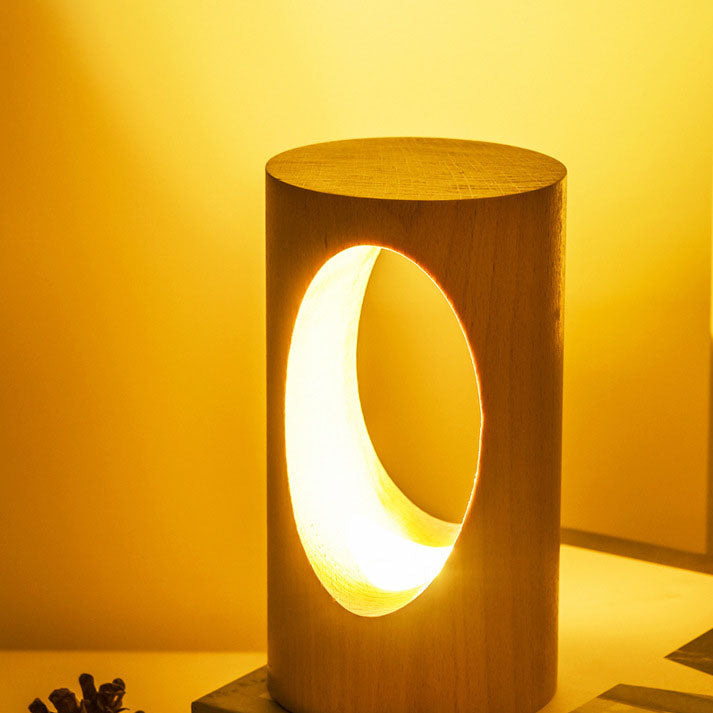 BowLift | Japanese solid wood rectangular column LED night lamp USB table lamp