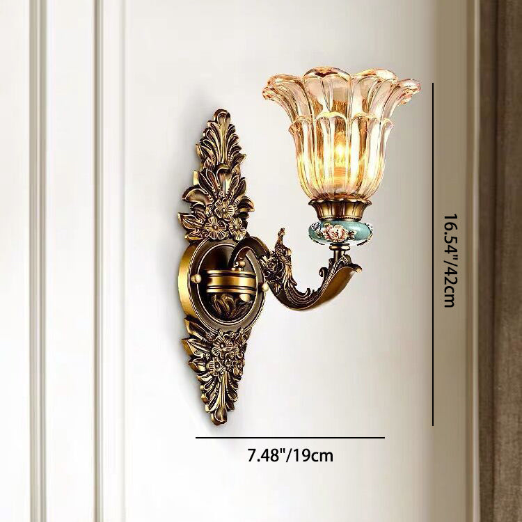 BowLift | FlorisLuxe European Wall Lamp | Blossom Design | 1-2 Flames | High-Quality Resin & Glass | Elegance for Living Room & Hallway