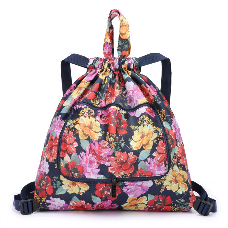 Foldable Printed Nylon Backpack with Drawstring | Bowlift