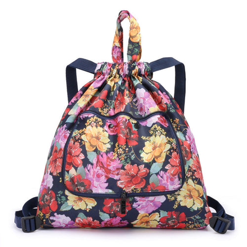 Foldable Printed Nylon Backpack with Drawstring | Bowlift