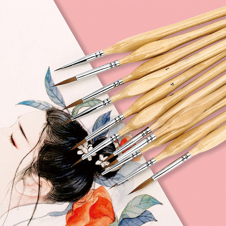 BowLift | 11 Pcs Miniature Detail Paint Brush Set With Natural Wood Handle