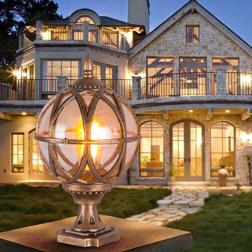 Traditional Colonial Globe Glass Aluminum 1-Light Outdoor Light For Garden | Bowlift