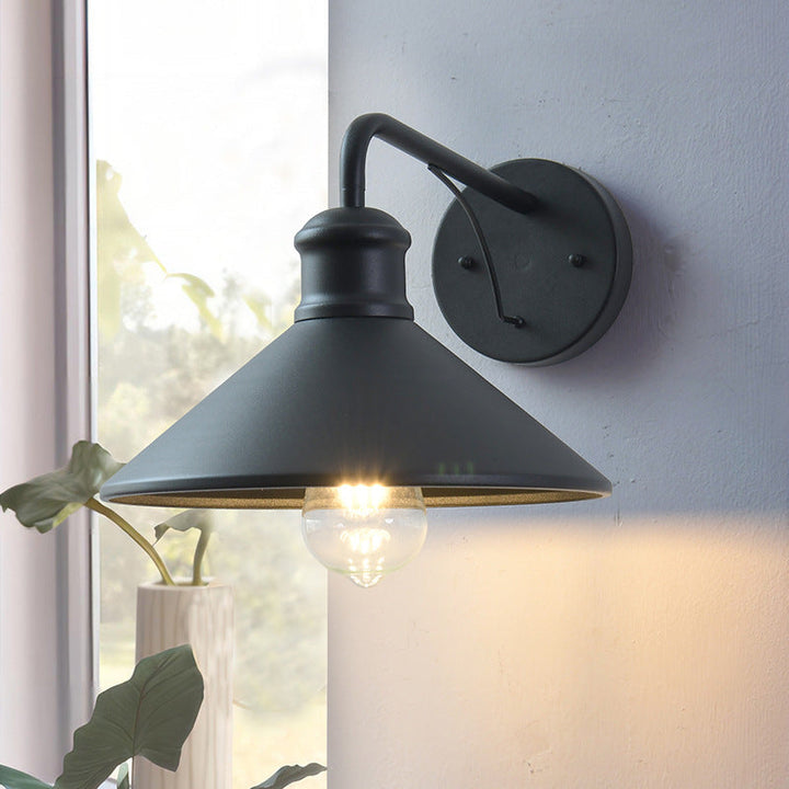 Modern Minimalist Cone Iron 1-Light Wall Sconce Lamp For Outdoor Patio | Bowlift
