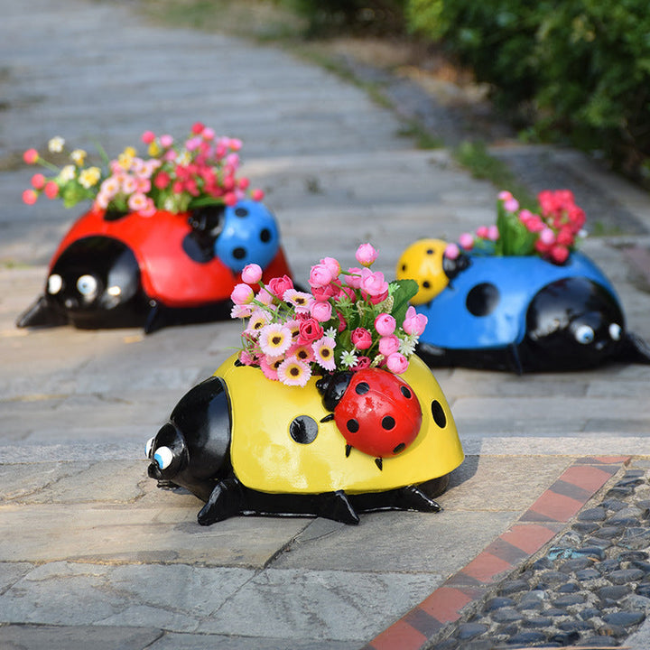 BowLift | Metal Ladybug Flower Pot