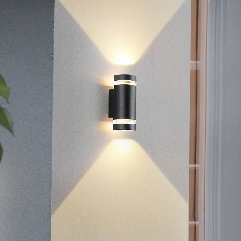 Contemporary Industrial Waterproof Aluminum Cylinder LED Up And Down Luminous Spotlight Wall Sconce Lamp For Outdoor Patio | Bowlift