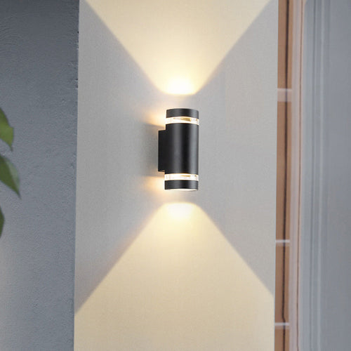 Contemporary Industrial Waterproof Aluminum Cylinder LED Up And Down Luminous Spotlight Wall Sconce Lamp For Outdoor Patio | Bowlift