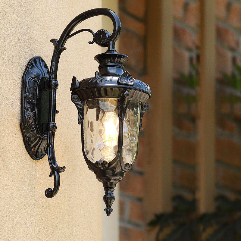 Traditional European Cylinder Lantern Aluminum Glass 1-Light Outdoor Wall Sconce Lamp For Outdoor Patio | Bowlift