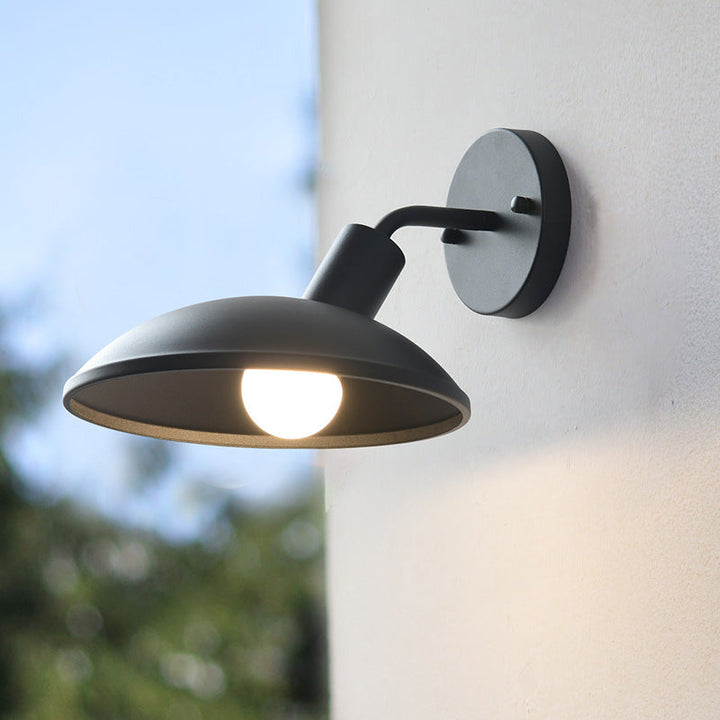 Modern Minimalist Waterproof Round Iron 1-Light Wall Sconce Lamp For Outdoor Patio | Bowlift