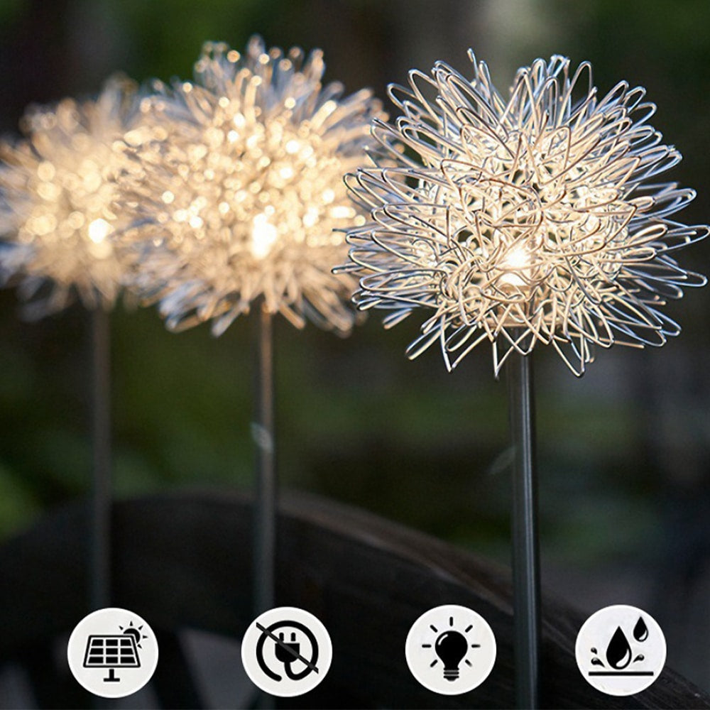 Solar LED Garden Light (2 pieces) Dandelion Design with Spike | Bowlift