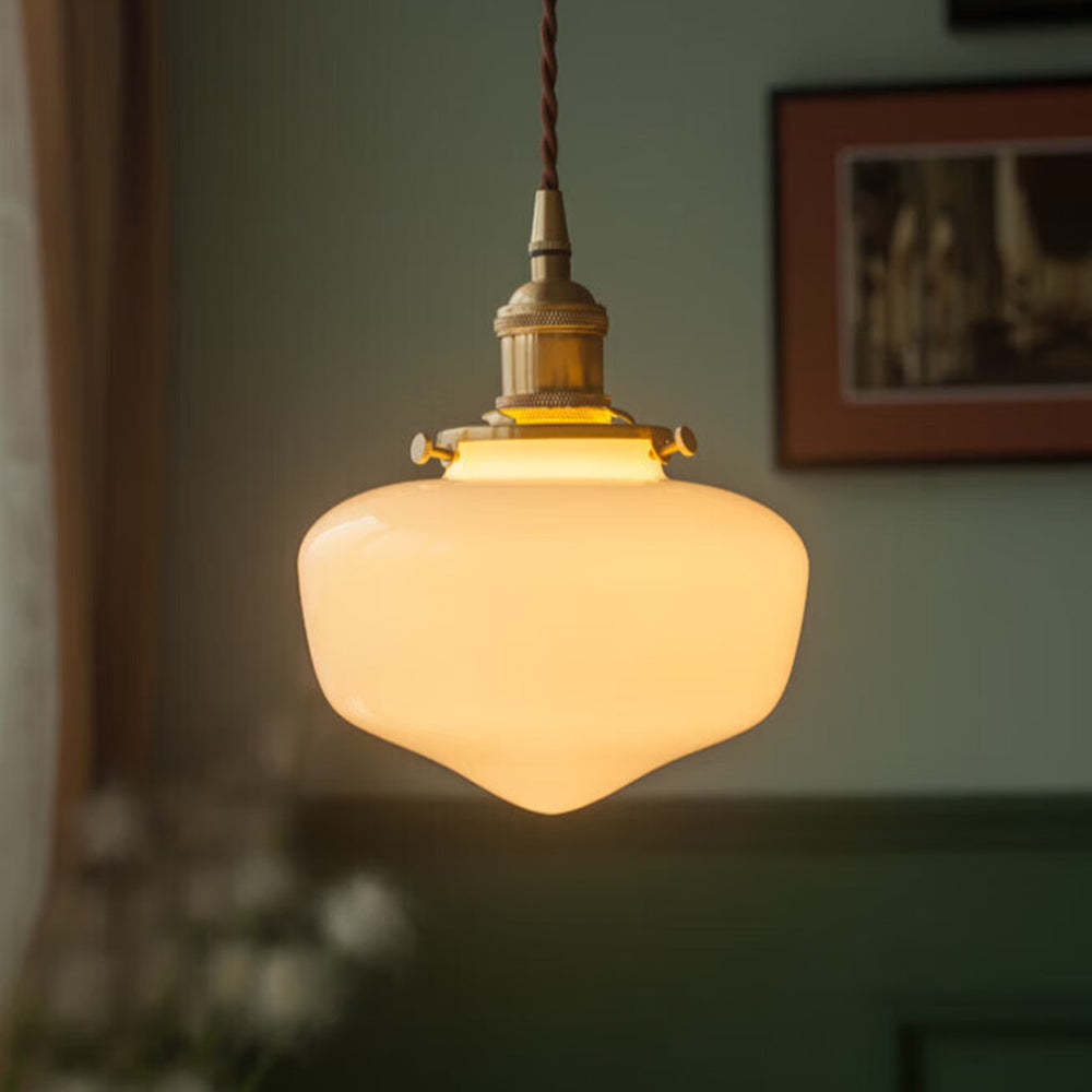 BowLift | Vintage Brass Lantern Glass Pendant Light