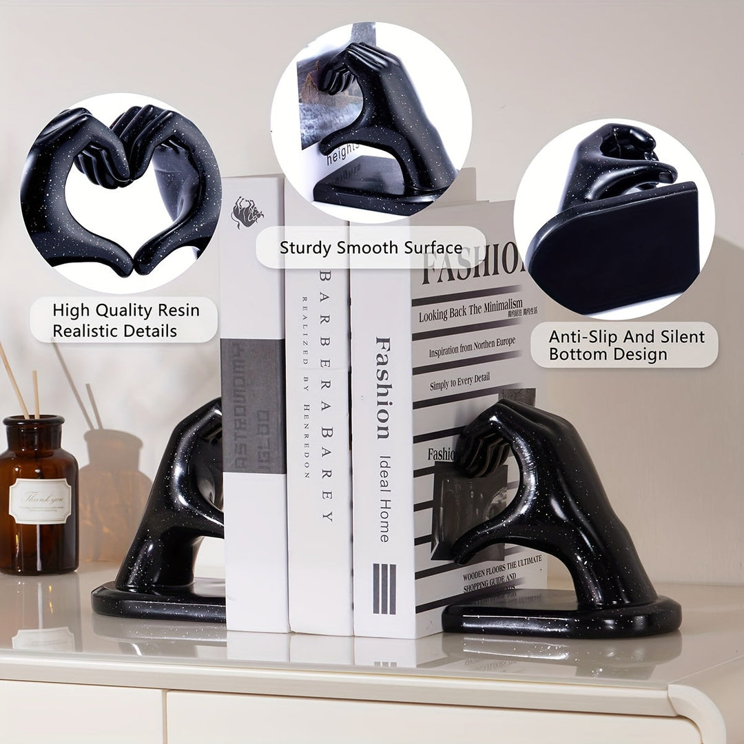 Chic Heart Support - Modern Finger Bookends in Gold Bowlift