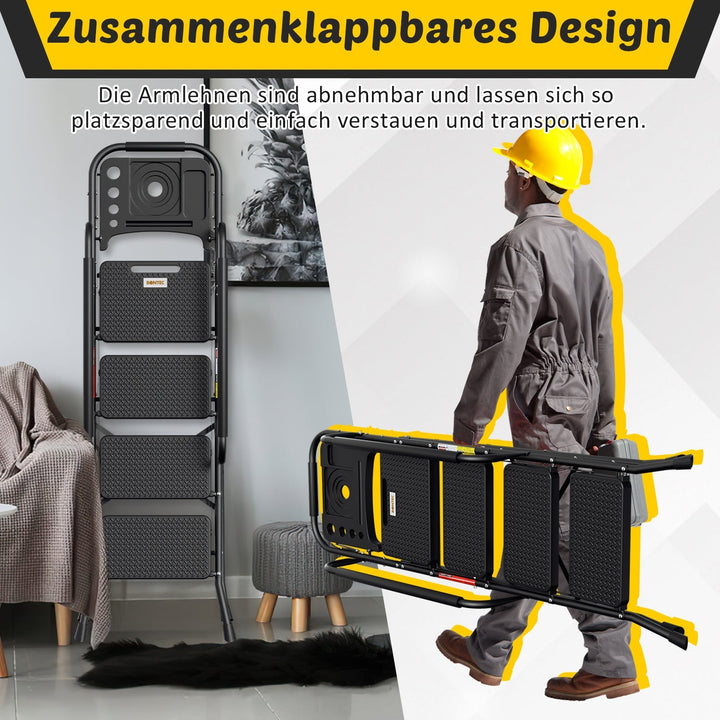 Folding Ladder 4 Steps/5 Steps with Removable Armrests | Bowlift