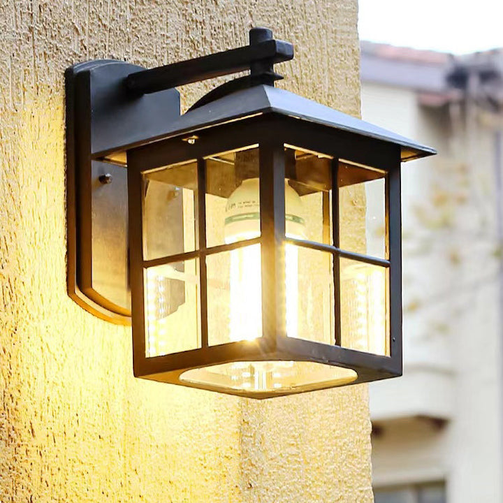 Modern Simplicity Waterproof Aluminum Square Glass Shade 1-Light Wall Sconce Lamp For Outdoor Patio | Bowlift