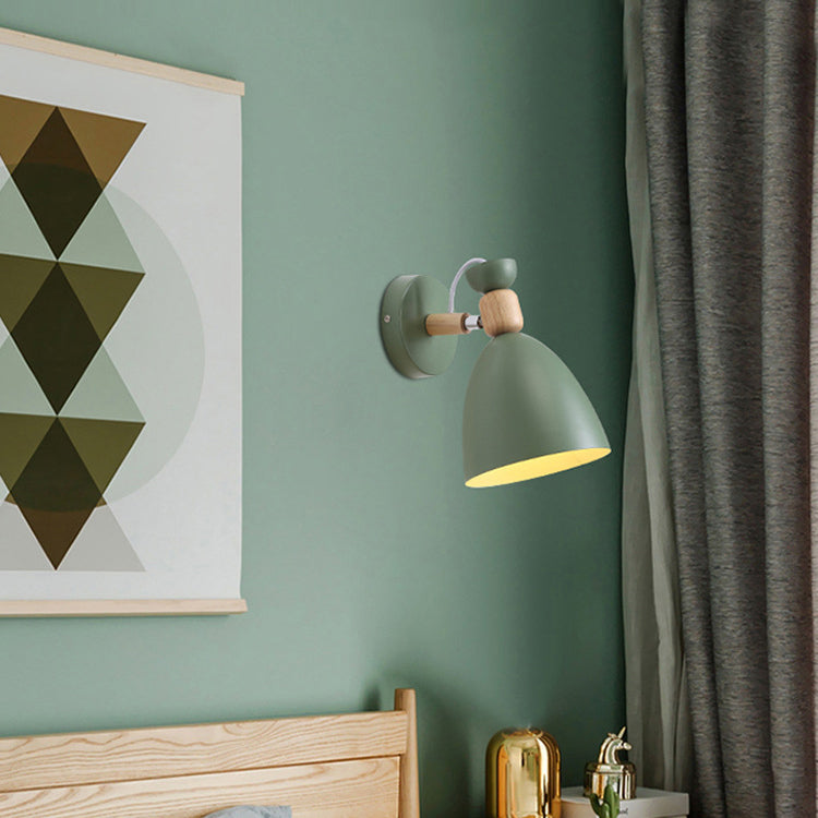 BowLift | Modern Minimalistic Round Horn Aluminum Wood 1-Light Wall Lamp for Bedroom