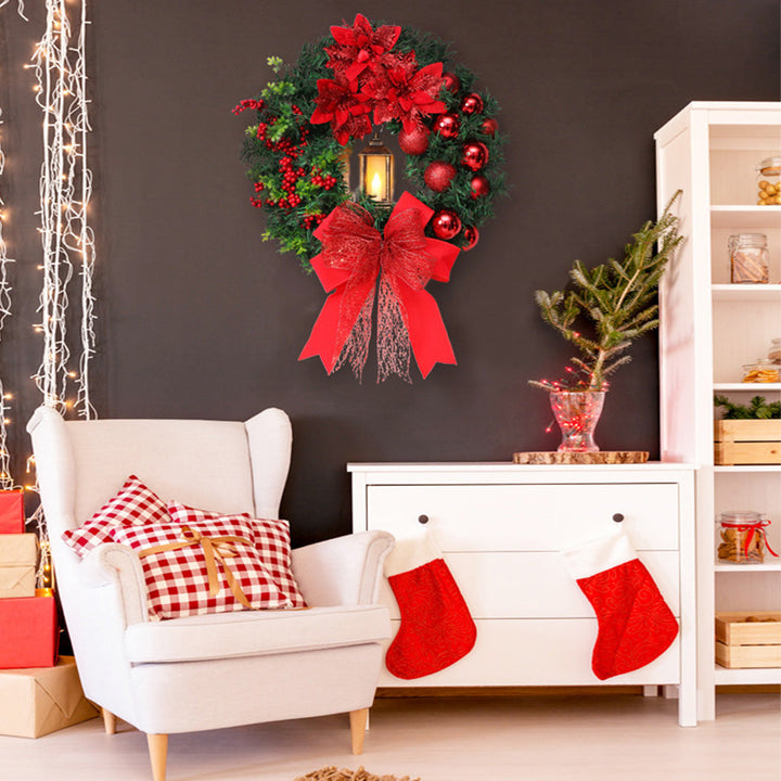 BowLift | Christmas Wreath with LED Lights and Bow