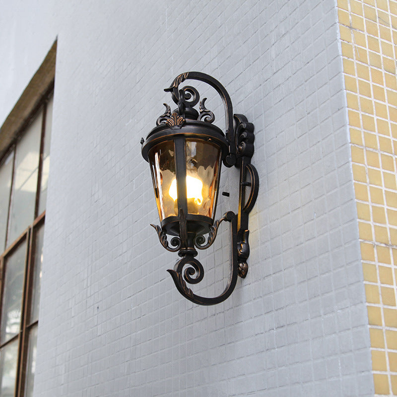 Traditional European Waterproof Aluminum Glass Cylinder 1-Light Wall Sconce Lamp For Outdoor Patio | Bowlift