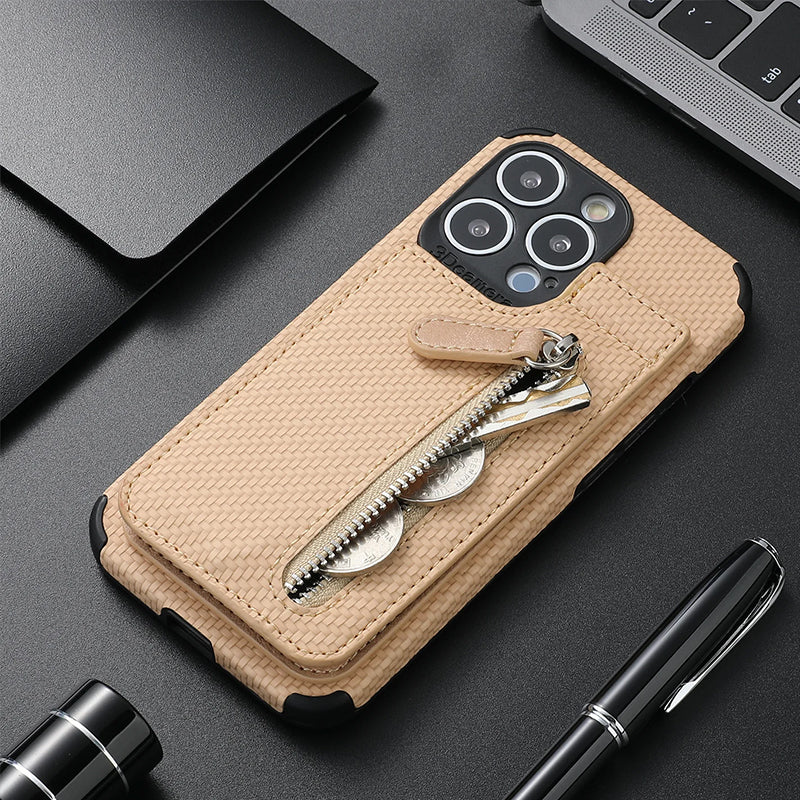 BowLift | Magnetic Zipper Wallet Cover With Credit Card Holder for iPhone