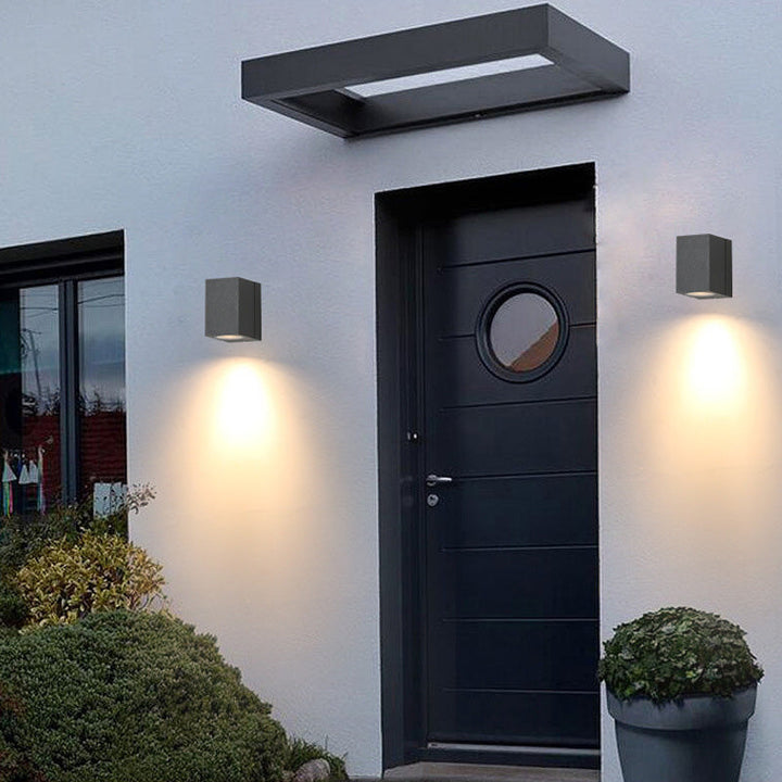 Contemporary Industrial Rectangular Aluminum 1-Light Outdoor Wall Sconce Lamp For Garden | Bowlift