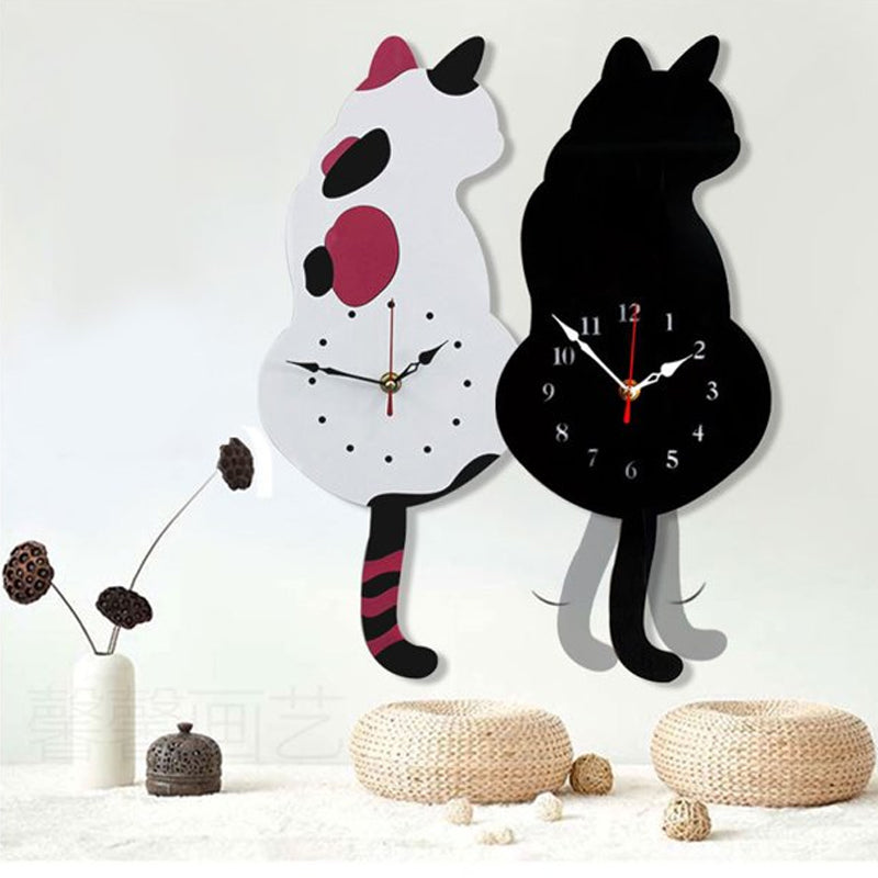 Nordic Cat Wagging Tail Wall Clock | Bowlift