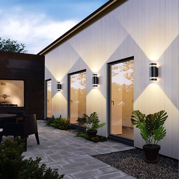 Contemporary Industrial Waterproof Aluminum Cylinder LED Up And Down Luminous Spotlight Wall Sconce Lamp For Outdoor Patio | Bowlift