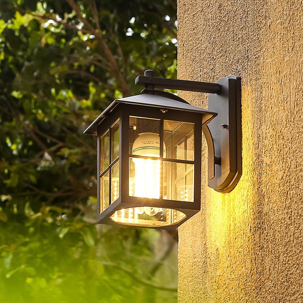 Modern Simplicity Waterproof Aluminum Square Glass Shade 1-Light Wall Sconce Lamp For Outdoor Patio | Bowlift