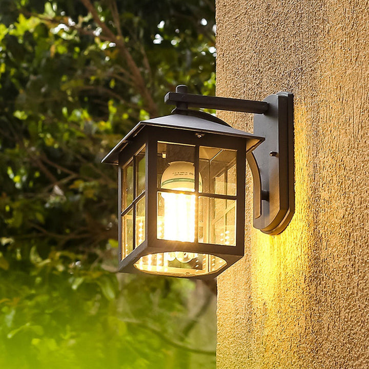 Modern Simplicity Waterproof Aluminum Square Glass Shade 1-Light Wall Sconce Lamp For Outdoor Patio | Bowlift